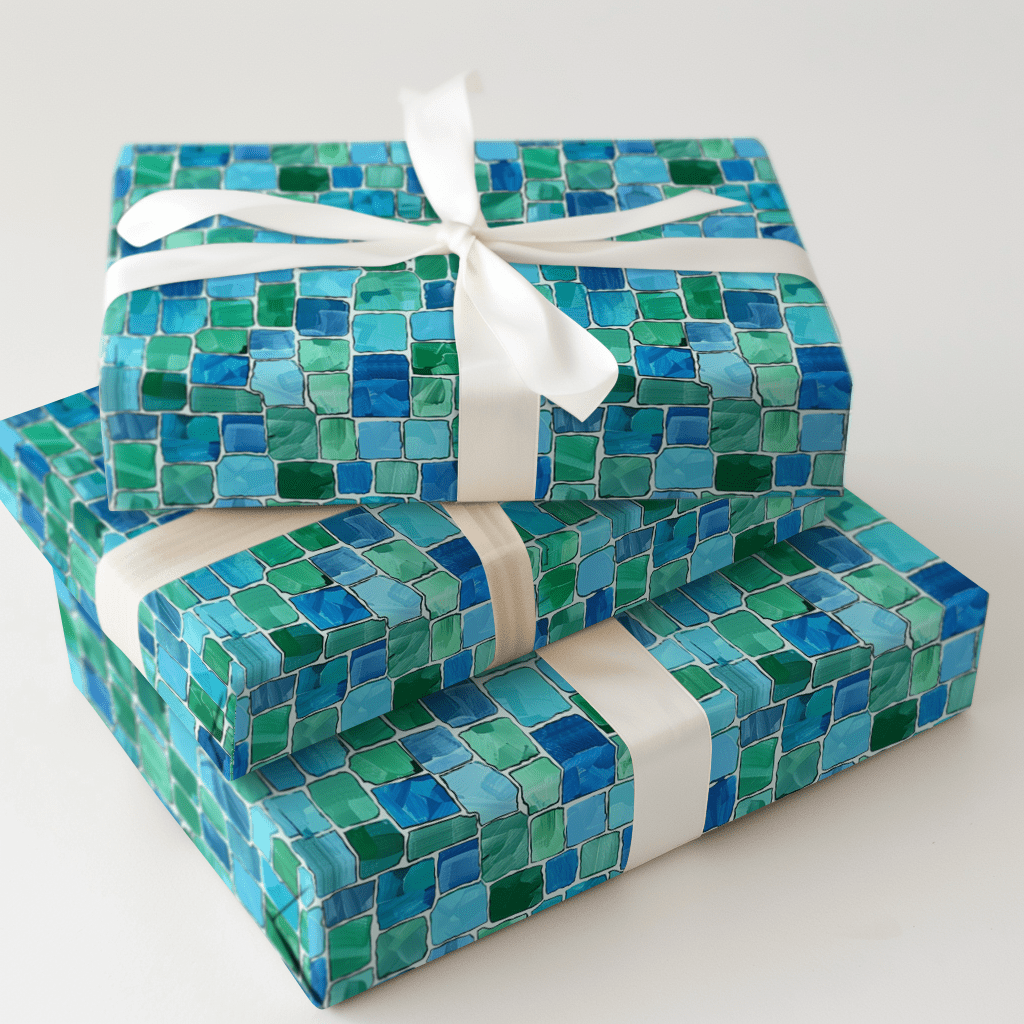 Aqua Mosaic - Wrapping Paper - Aspen & Arlo