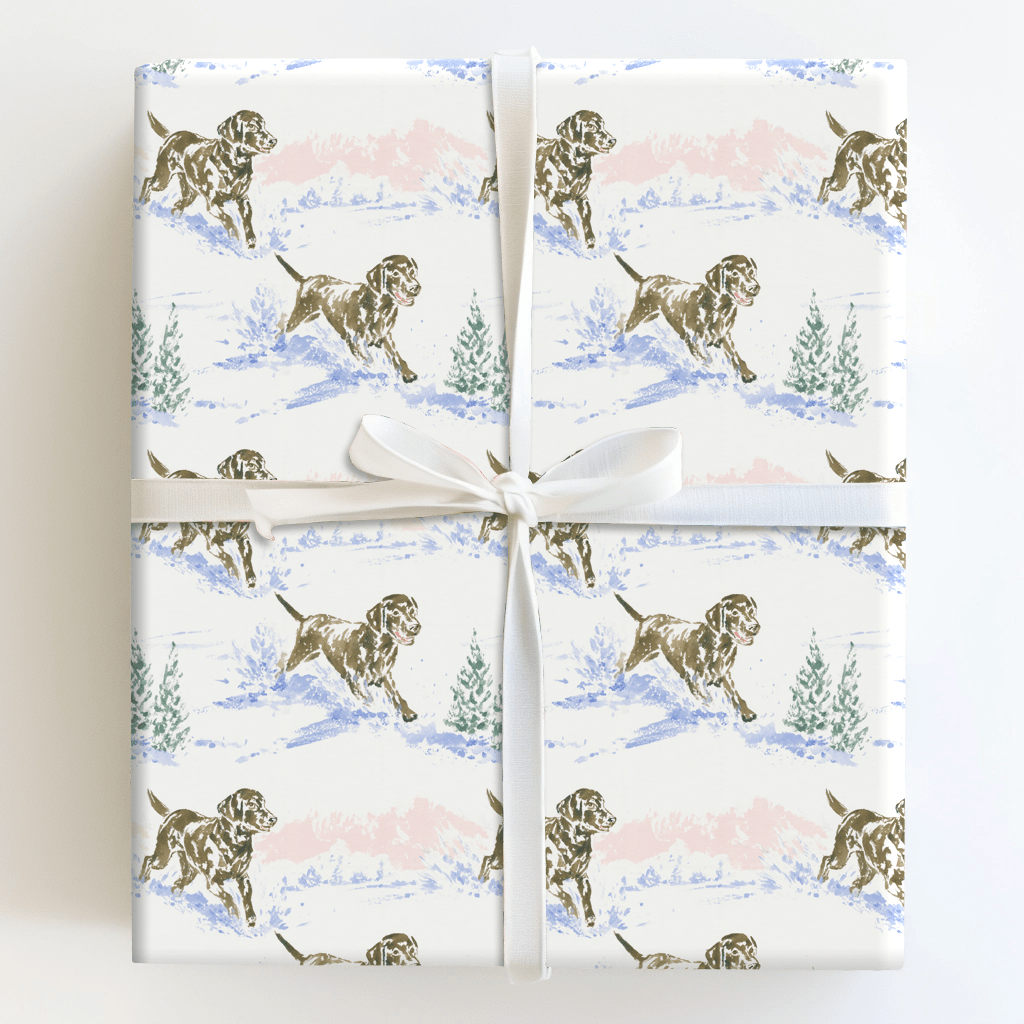 Running Chocolate Lab Puppy - Wrapping Paper - Aspen & Arlo
