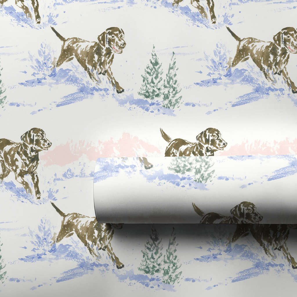Running Chocolate Lab Puppy - Wrapping Paper - Aspen & Arlo