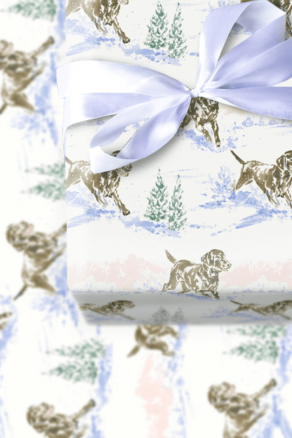 Running Chocolate Lab Puppy - Wrapping Paper - Aspen & Arlo