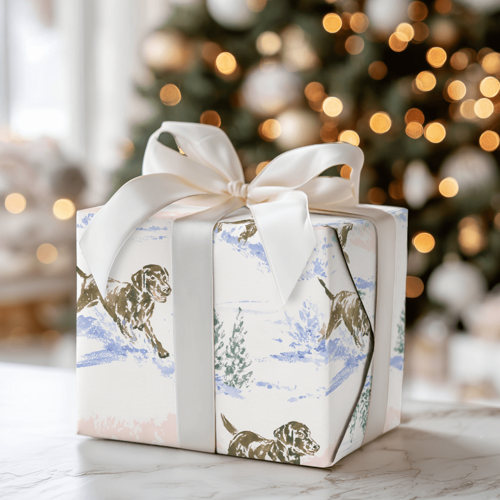 Running Chocolate Lab Puppy - Wrapping Paper - Aspen & Arlo