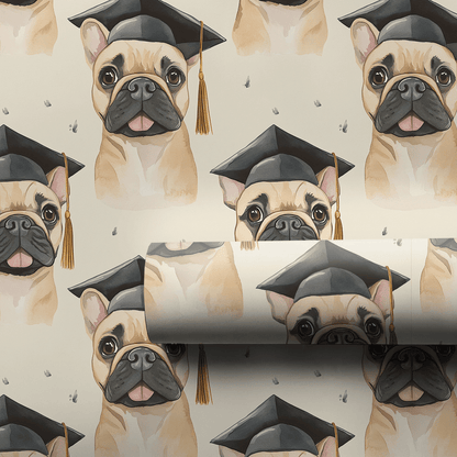 Tan Frenchie Graduate - Wrapping Paper - Aspen & Arlo
