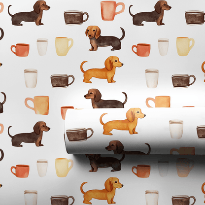 Coffee Day with the Dachshund - Wrapping Paper - Aspen & Arlo