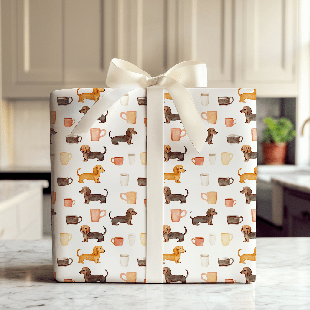 Coffee Day with the Dachshund - Wrapping Paper - Aspen & Arlo
