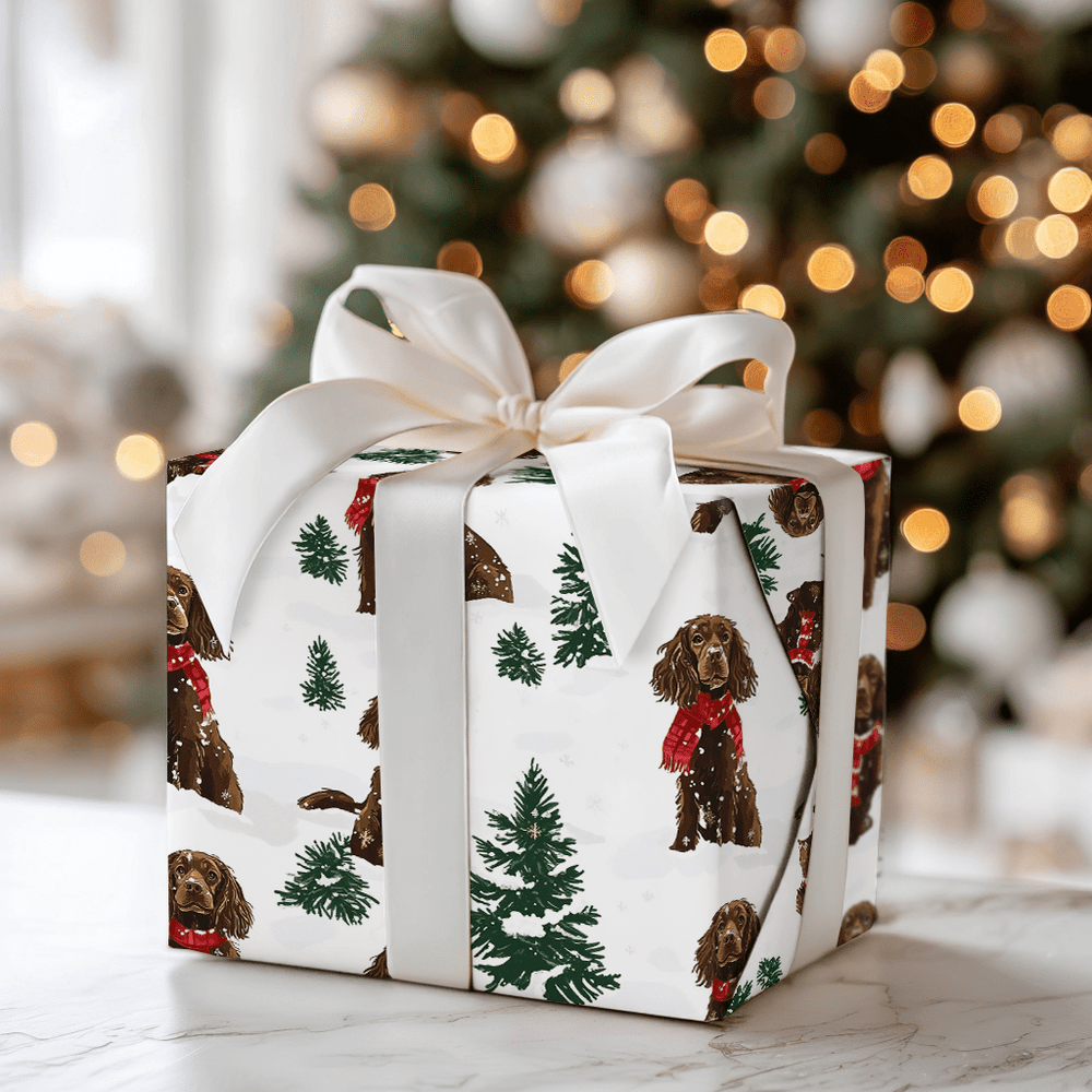 Snow Day for Boykin Spaniel - Wrapping Paper - Aspen & Arlo
