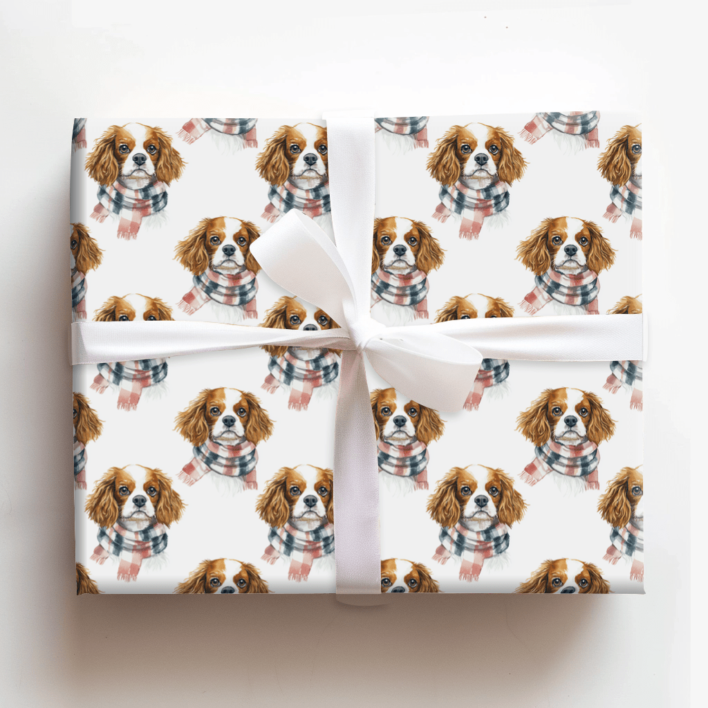 Bundle Up with the Cavalier King Charles - Wrapping Paper - Aspen & Arlo
