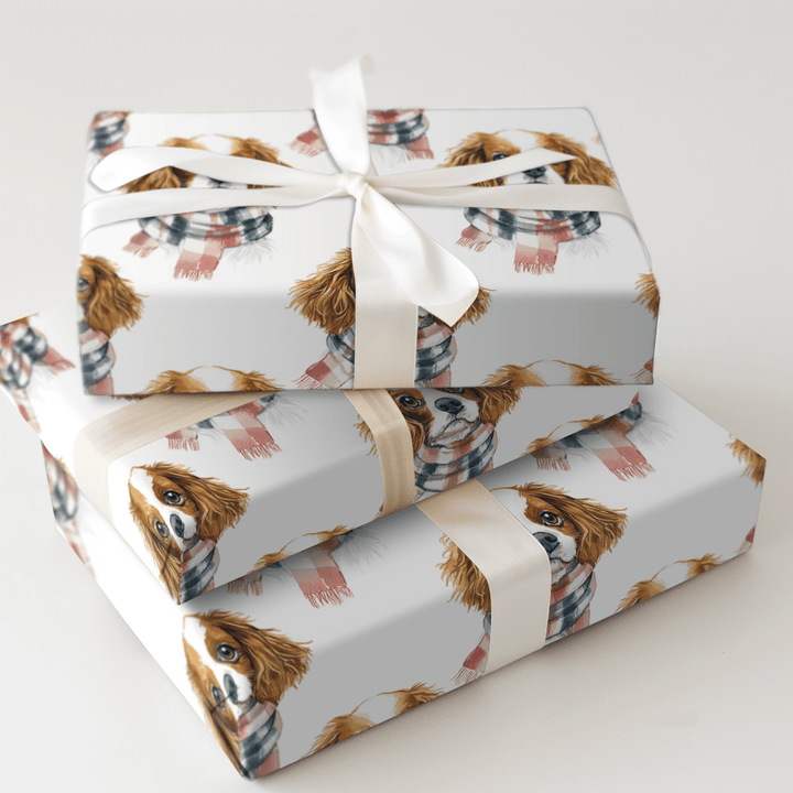 Bundle Up with the Cavalier King Charles - Wrapping Paper - Aspen & Arlo
