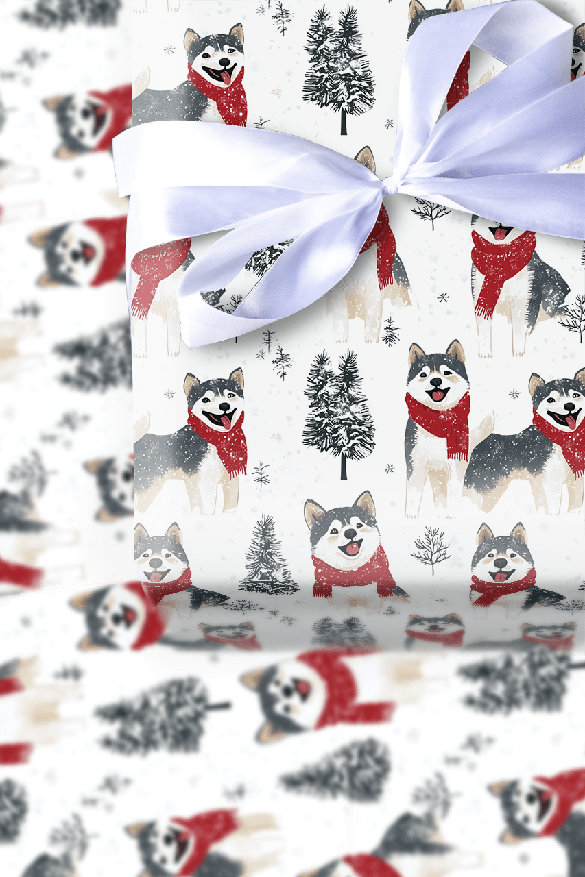 Snow Day for Akitas - Wrapping Paper - Aspen & Arlo