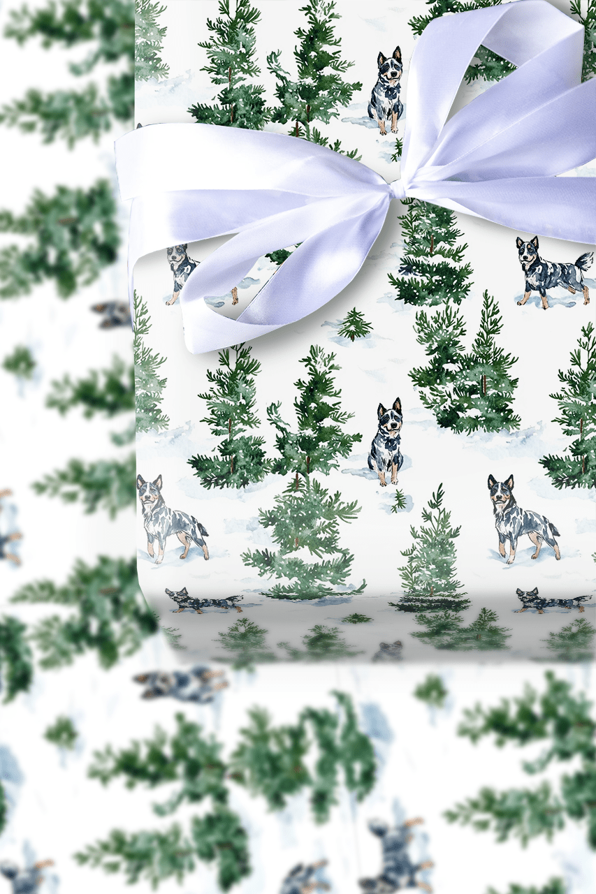 Snow Day for Blue Heelers - Wrapping Paper - Aspen & Arlo