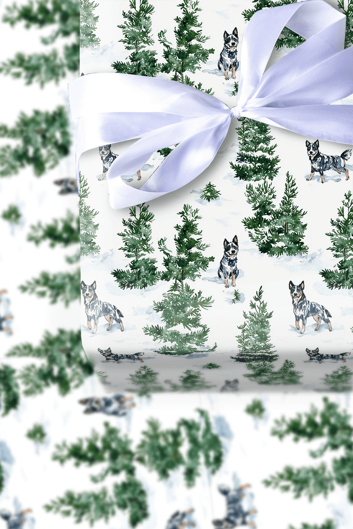 Snow Day for Blue Heelers - Wrapping Paper - Aspen & Arlo