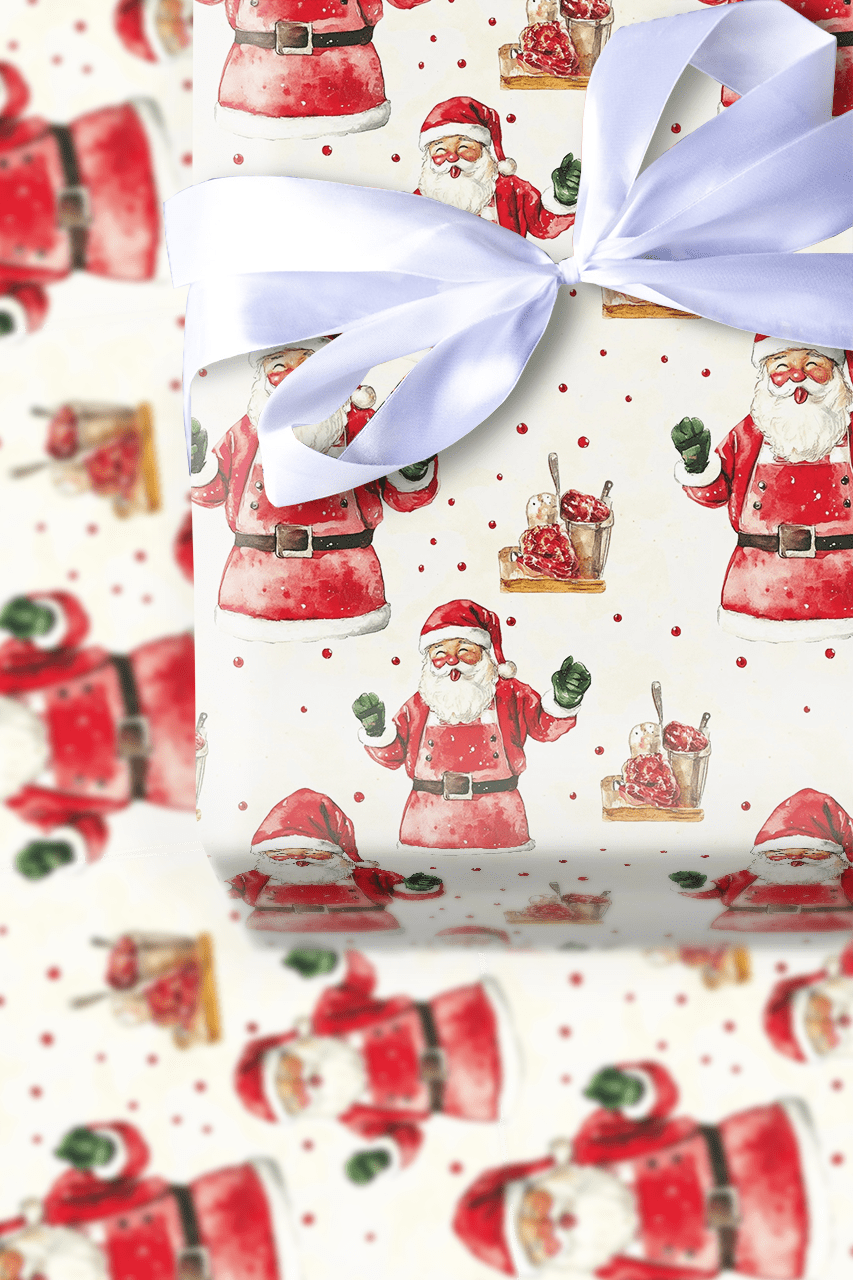 Jolly Chef Santa - Wrapping Paper - Aspen & Arlo