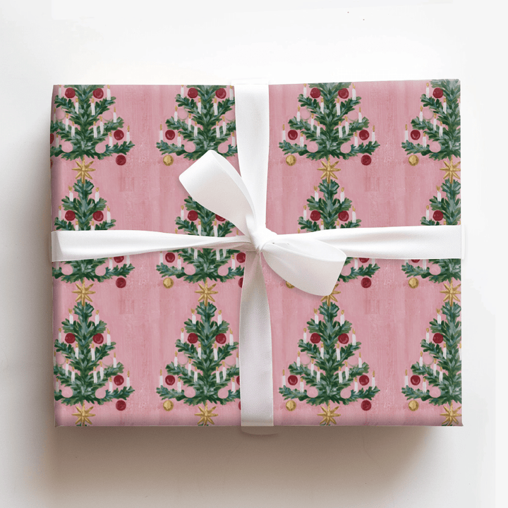 Candlelit Pink Pine - Wrapping Paper - Aspen & Arlo