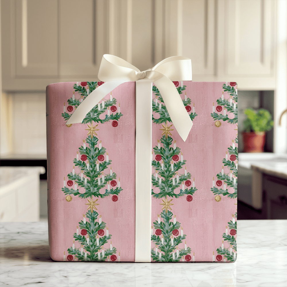 Candlelit Pink Pine - Wrapping Paper - Aspen & Arlo
