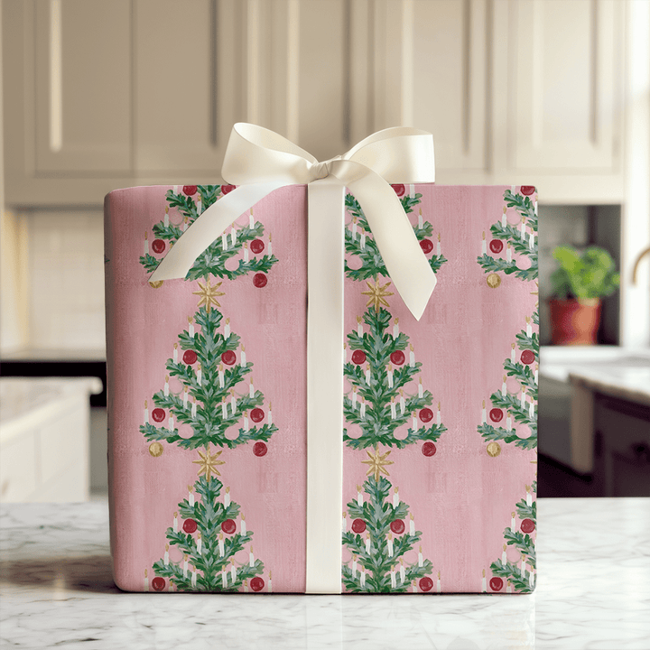 Candlelit Pink Pine - Wrapping Paper - Aspen & Arlo