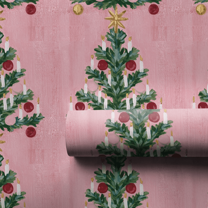 Candlelit Pink Pine - Wrapping Paper - Aspen & Arlo