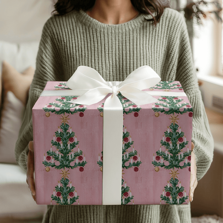 Candlelit Pink Pine - Wrapping Paper - Aspen & Arlo