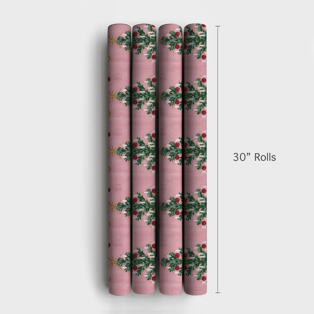 Candlelit Pink Pine - Wrapping Paper - Aspen & Arlo