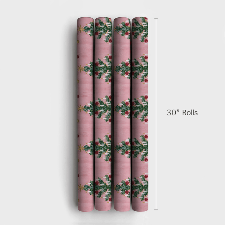 Candlelit Pink Pine - Wrapping Paper - Aspen & Arlo