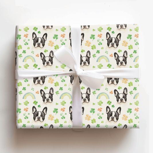 Rainbows with the Boston Terrier - Wrapping Paper - Aspen & Arlo
