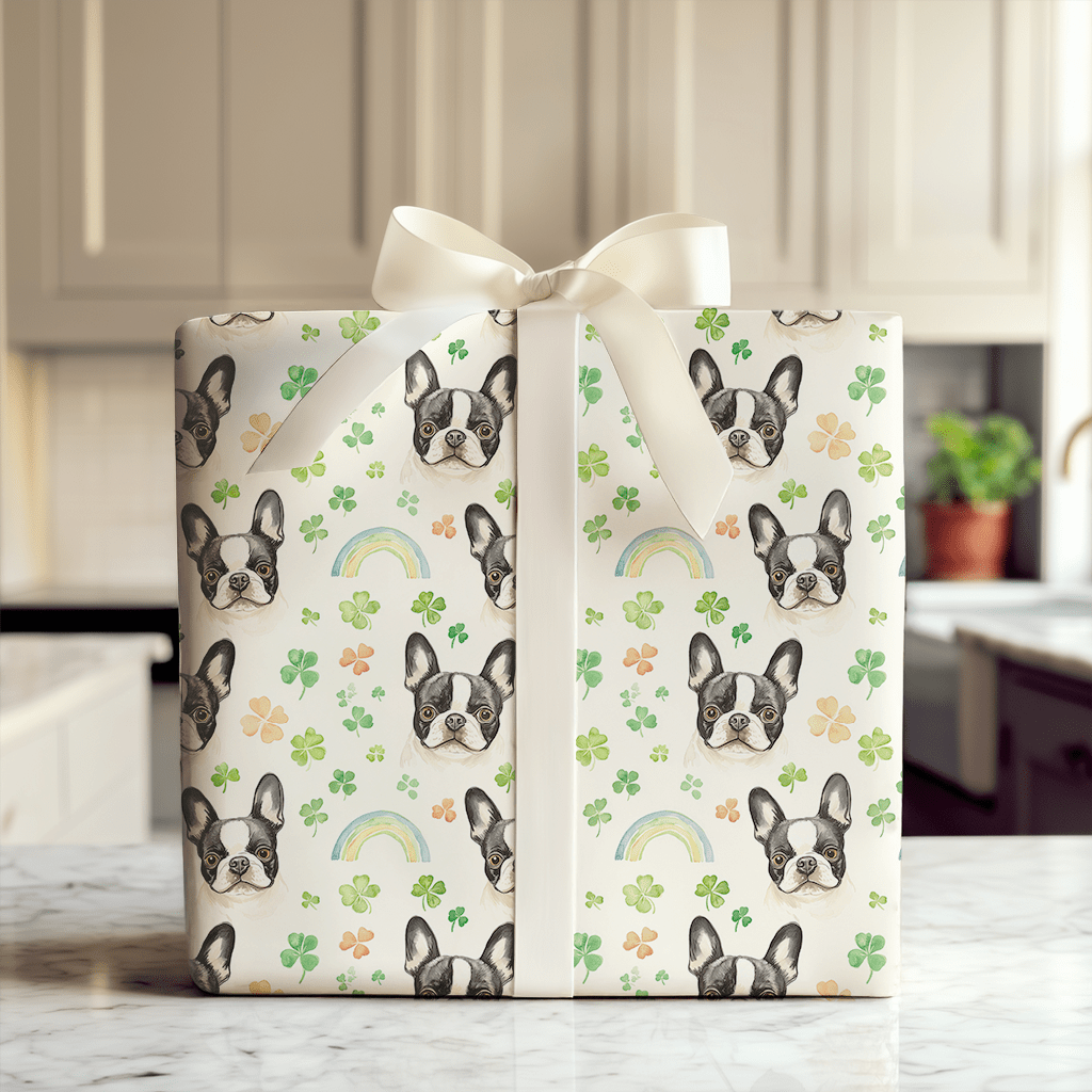 Rainbows with the Boston Terrier - Wrapping Paper - Aspen & Arlo
