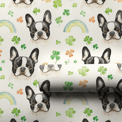 Rainbows with the Boston Terrier - Wrapping Paper - Aspen & Arlo
