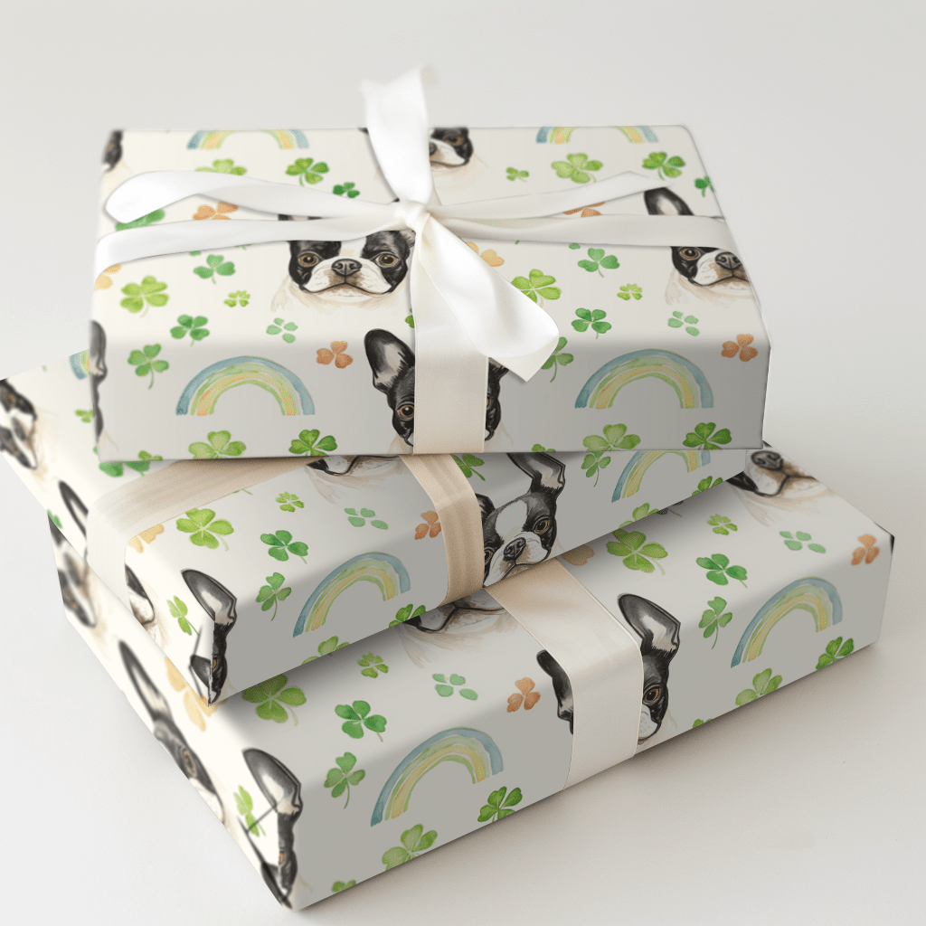 Rainbows with the Boston Terrier - Wrapping Paper - Aspen & Arlo