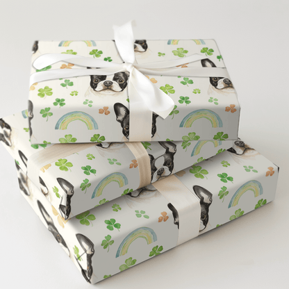 Rainbows with the Boston Terrier - Wrapping Paper - Aspen & Arlo