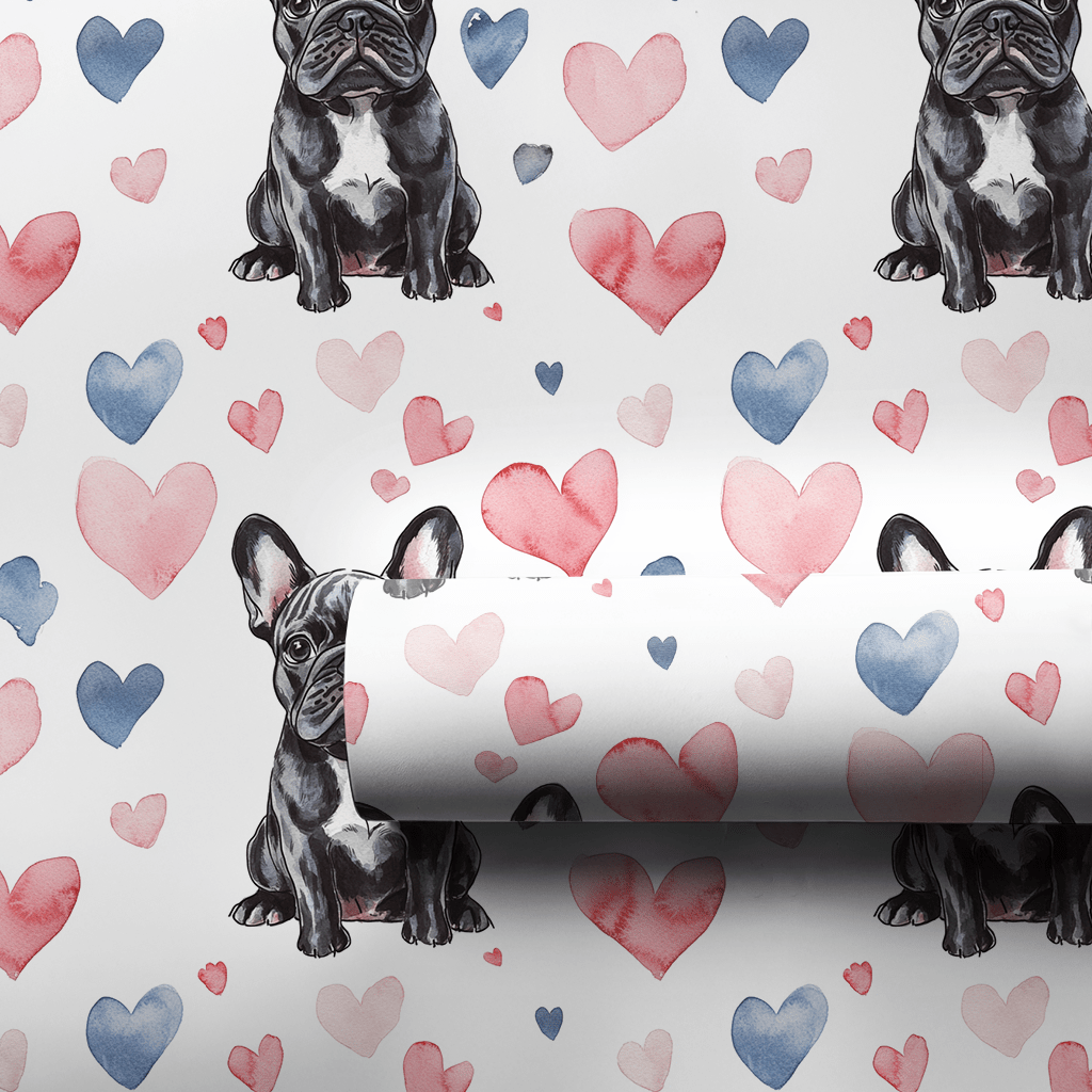 Frenchie Valentine - Wrapping Paper - Aspen & Arlo