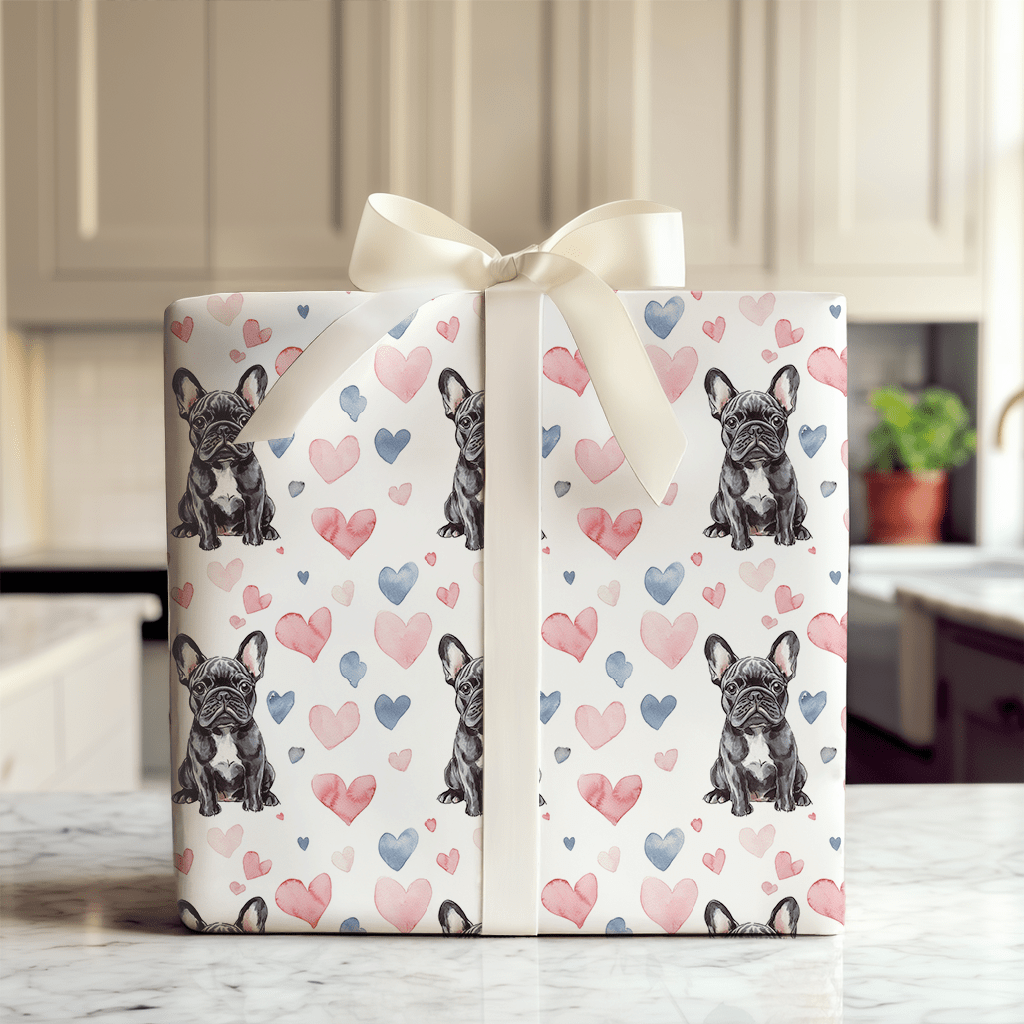 Frenchie Valentine - Wrapping Paper - Aspen & Arlo