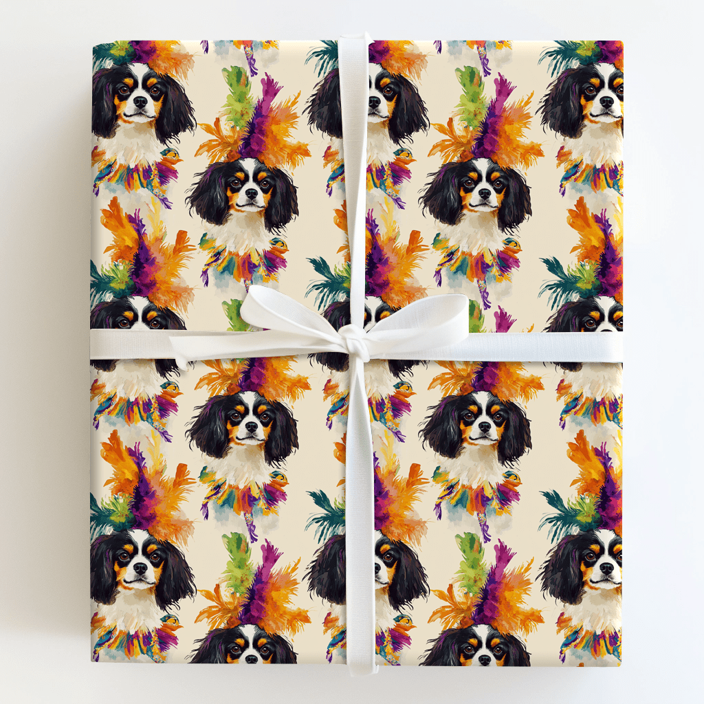Mardi Gras Cavalier King Charles - Wrapping Paper - Aspen & Arlo