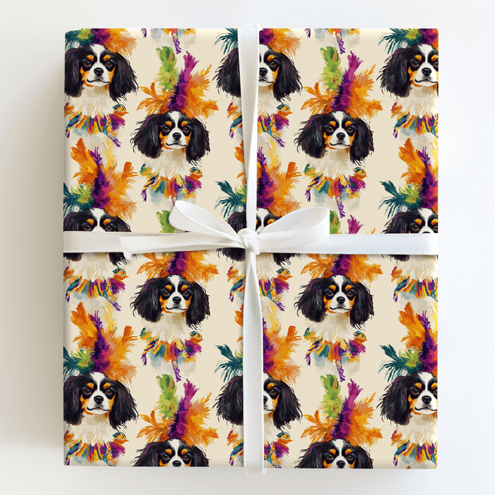 Mardi Gras Cavalier King Charles - Wrapping Paper - Aspen & Arlo