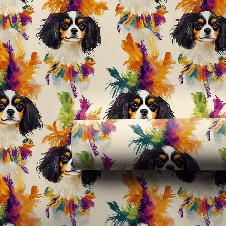 Mardi Gras Cavalier King Charles - Wrapping Paper - Aspen & Arlo