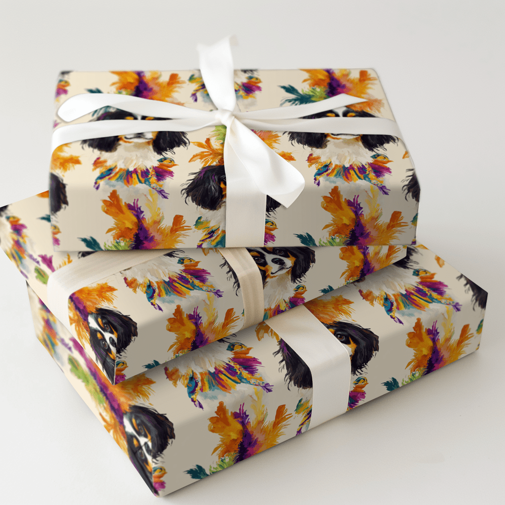 Mardi Gras Cavalier King Charles - Wrapping Paper - Aspen & Arlo