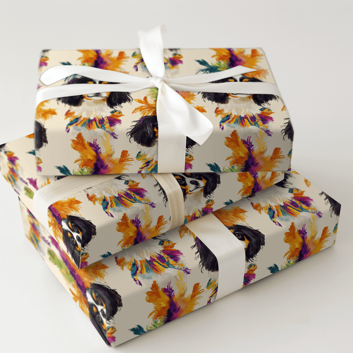 Mardi Gras Cavalier King Charles - Wrapping Paper - Aspen & Arlo