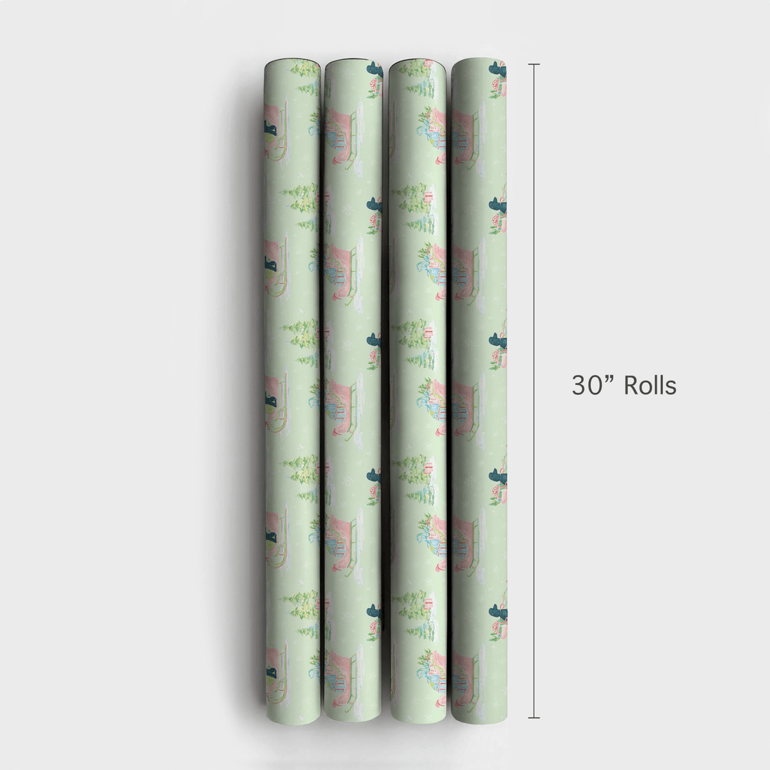 Black Poodle Sleigh - Wrapping Paper - Aspen & Arlo