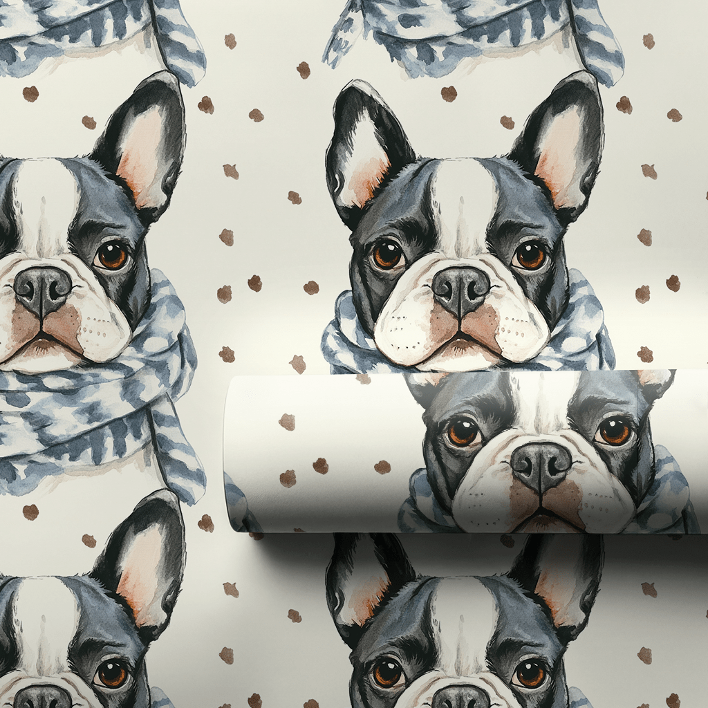 Bundle Up with the Black Frenchie - Wrapping Paper - Aspen & Arlo