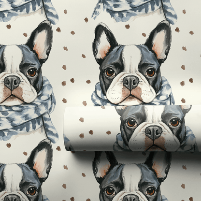 Bundle Up with the Black Frenchie - Wrapping Paper - Aspen & Arlo
