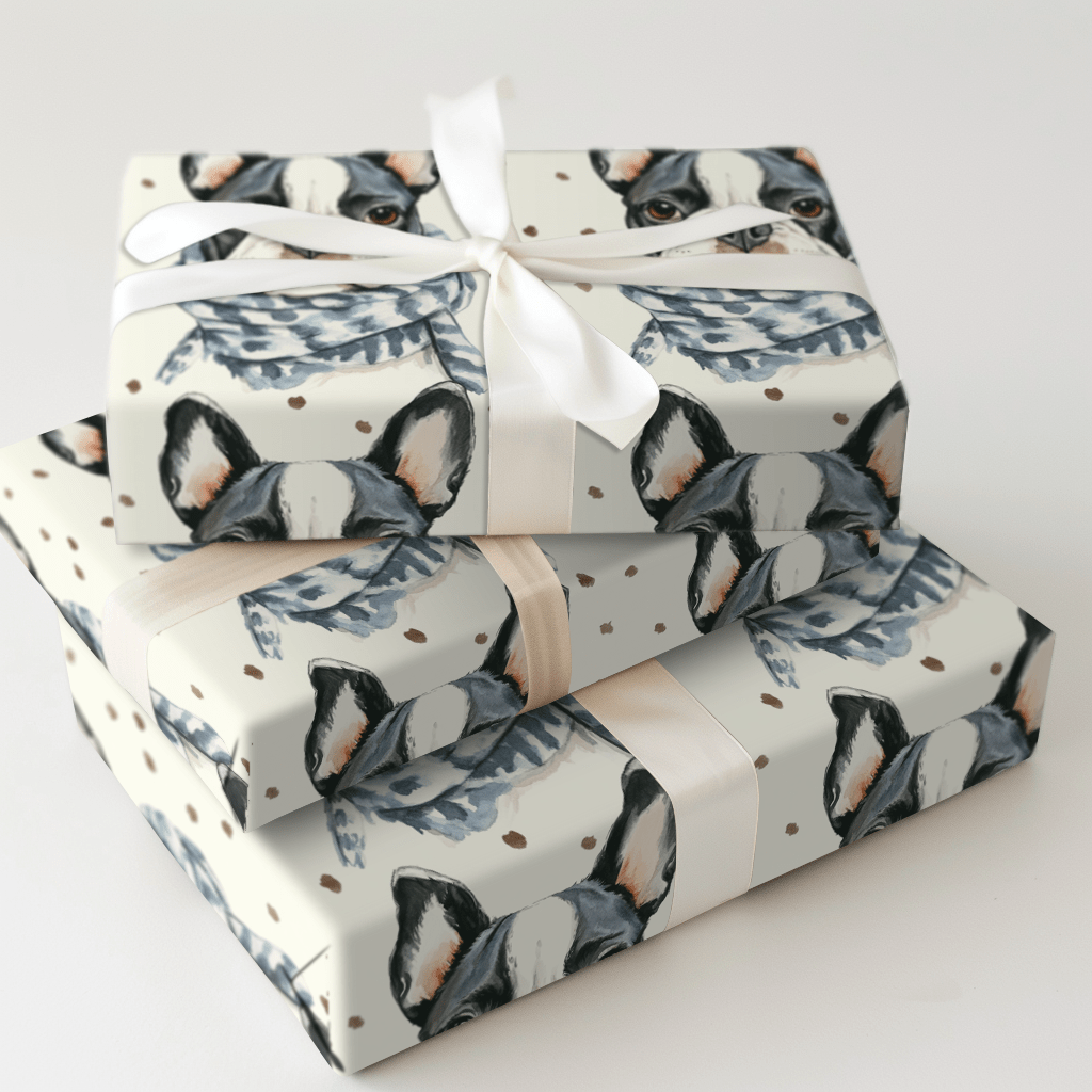 Bundle Up with the Black Frenchie - Wrapping Paper - Aspen & Arlo