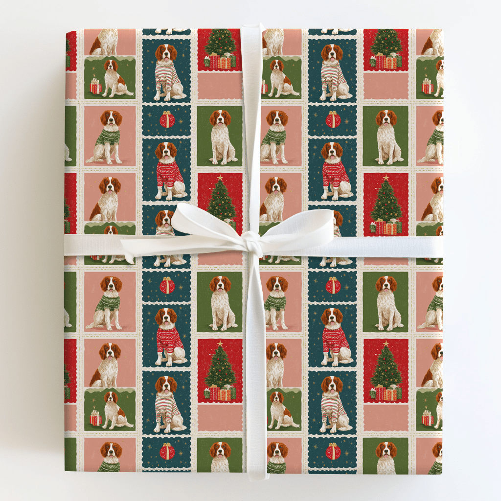 Brittany Christmas Stamps - Wrapping Paper - Aspen & Arlo
