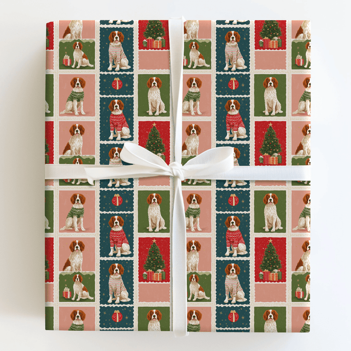 Brittany Christmas Stamps - Wrapping Paper - Aspen & Arlo