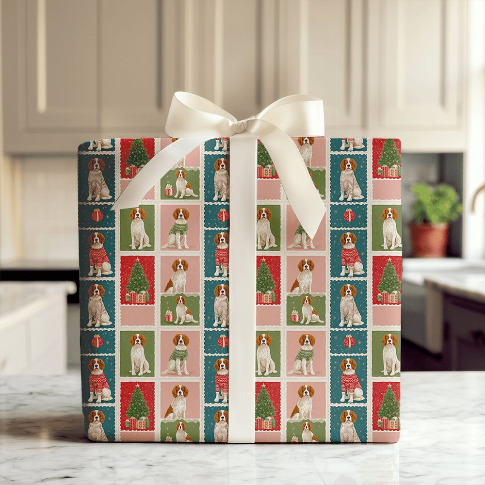 Brittany Christmas Stamps - Wrapping Paper - Aspen & Arlo