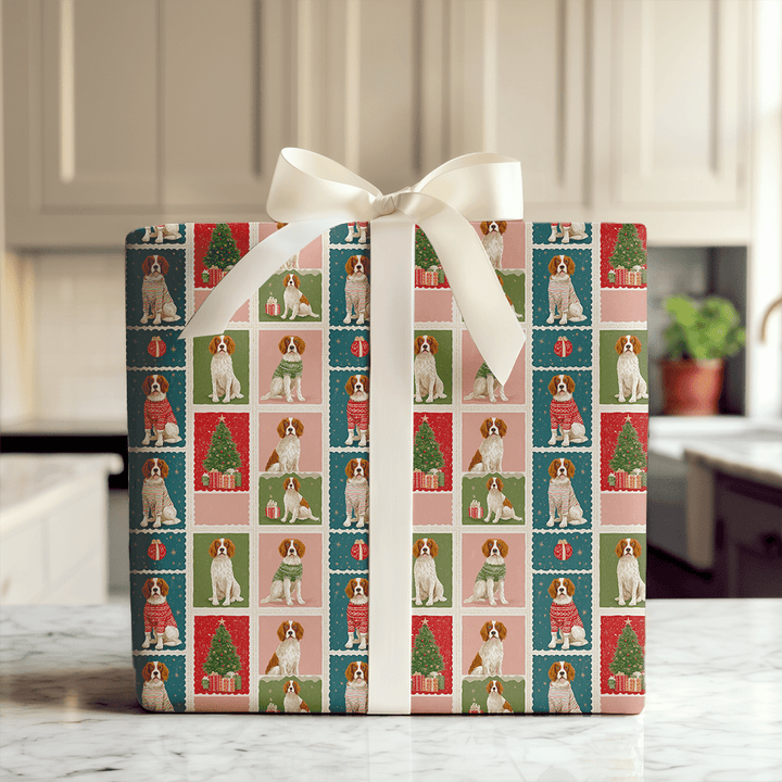 Brittany Christmas Stamps - Wrapping Paper - Aspen & Arlo