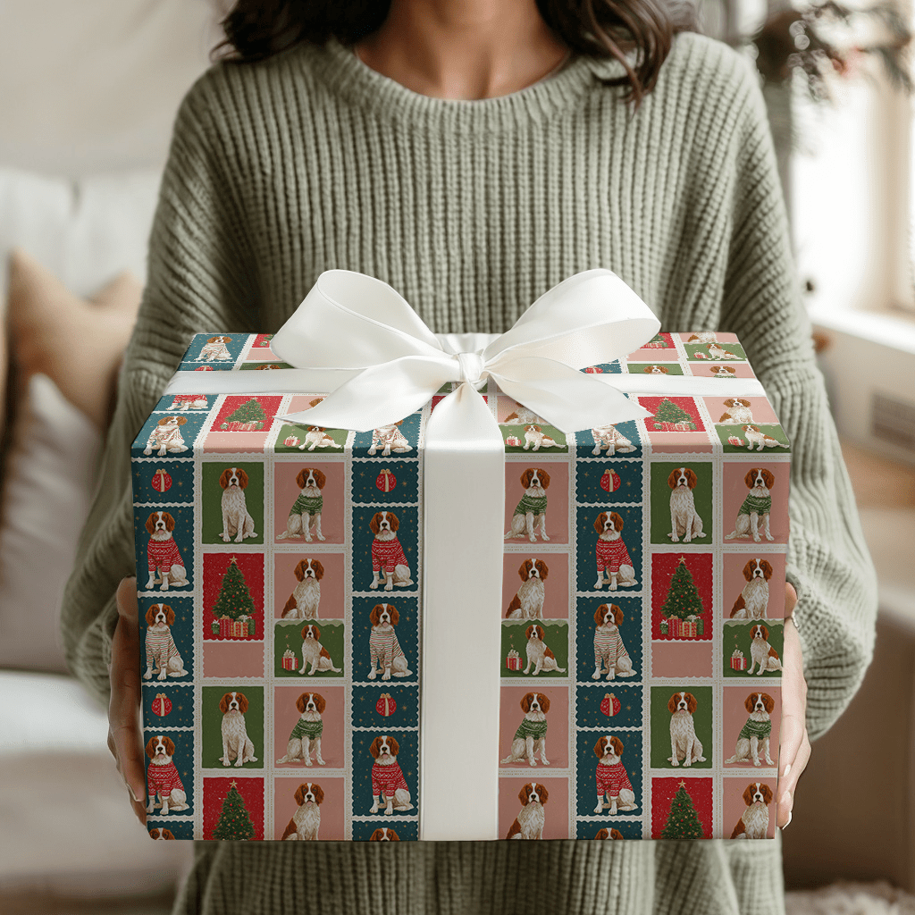 Brittany Christmas Stamps - Wrapping Paper - Aspen & Arlo