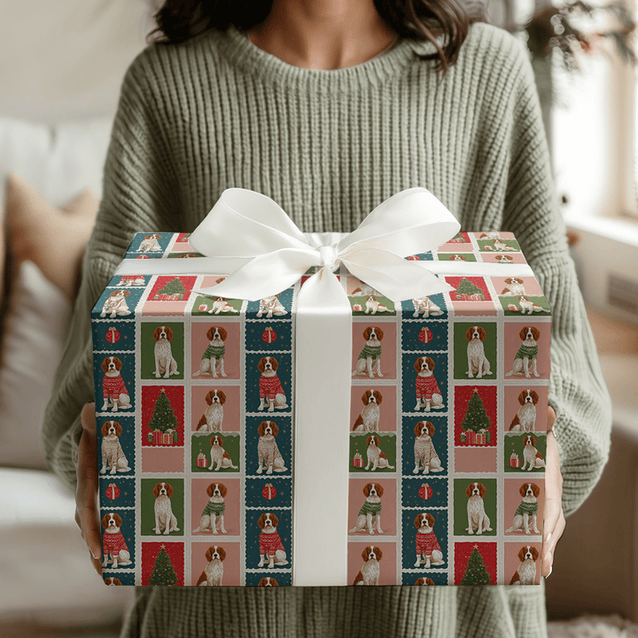 Brittany Christmas Stamps - Wrapping Paper - Aspen & Arlo