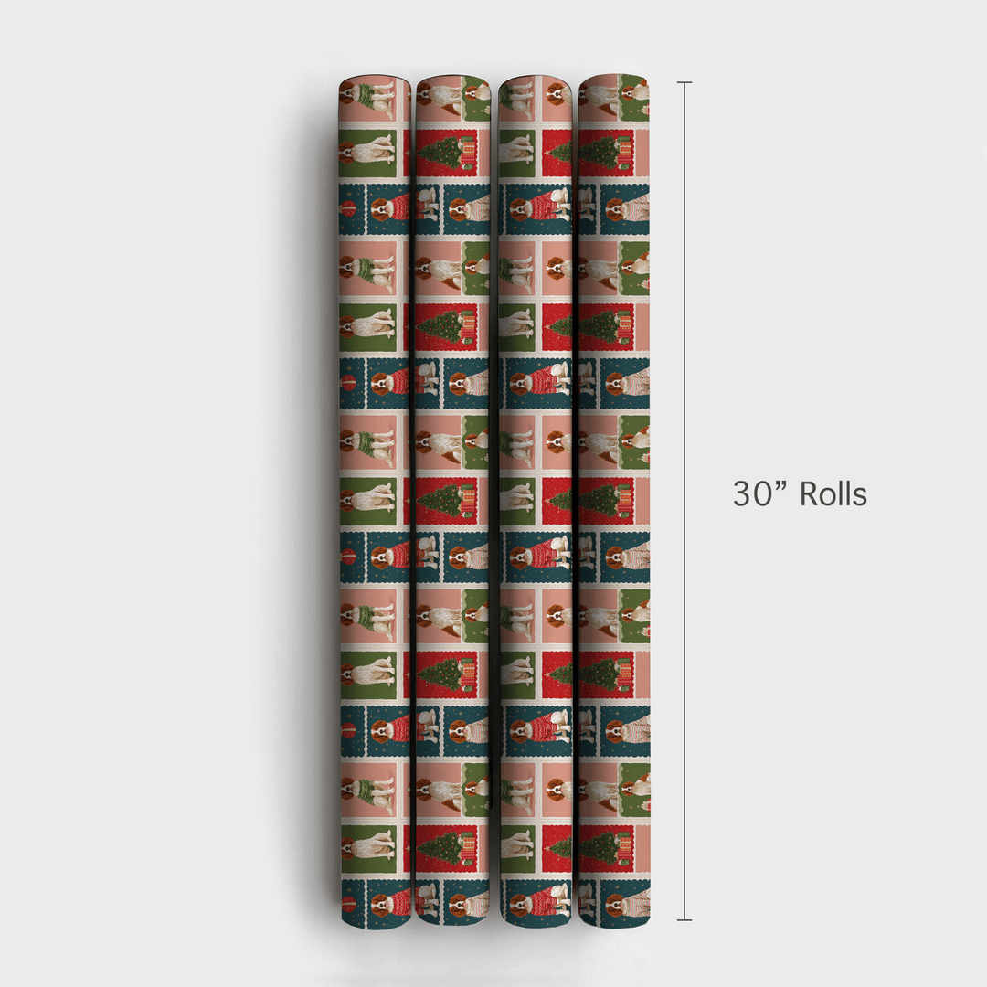 Brittany Christmas Stamps - Wrapping Paper - Aspen & Arlo