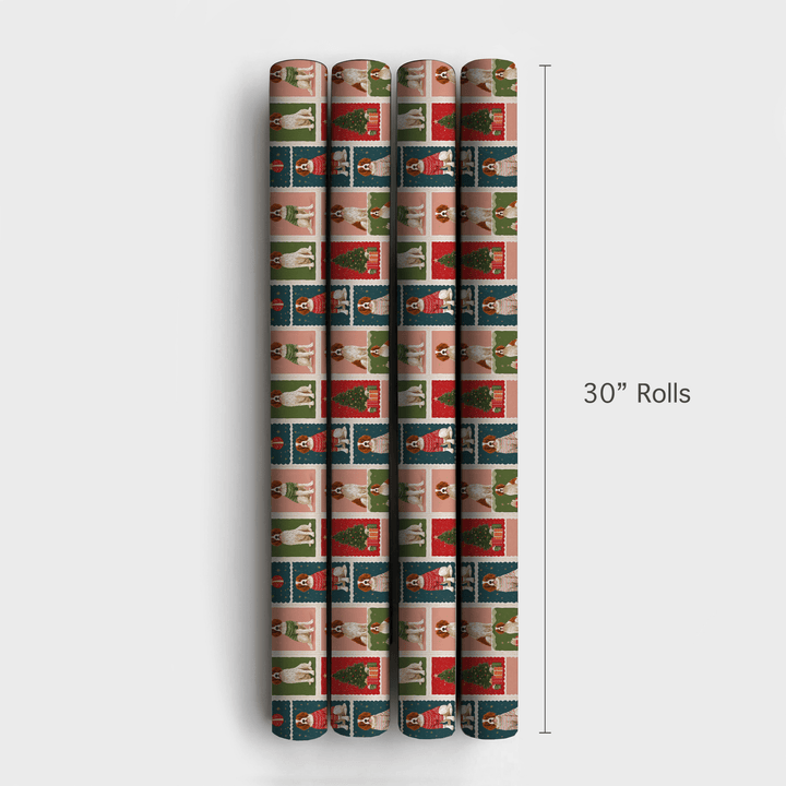 Brittany Christmas Stamps - Wrapping Paper - Aspen & Arlo
