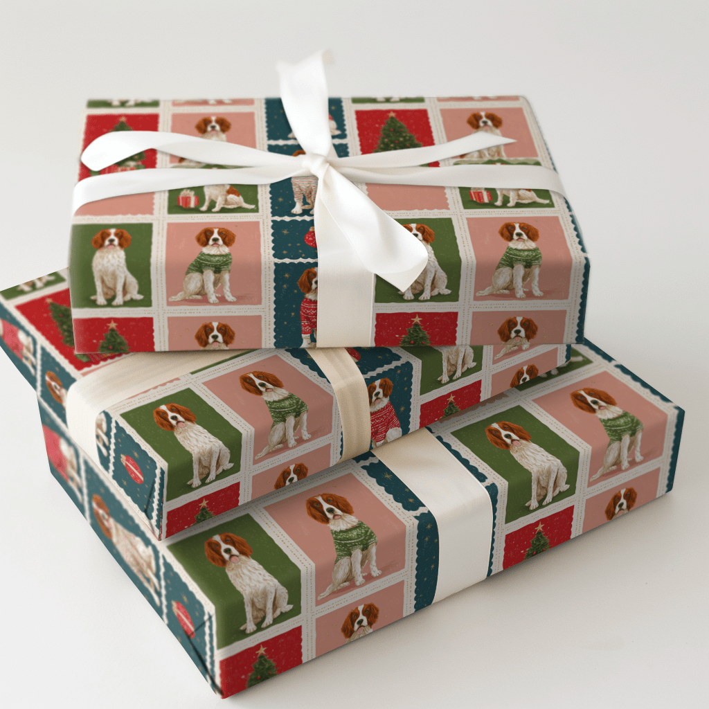 Brittany Christmas Stamps - Wrapping Paper - Aspen & Arlo