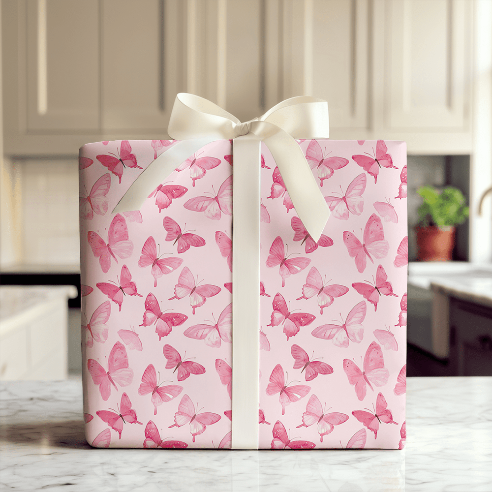 Pink Mariposa - Wrapping Paper - Aspen & Arlo
