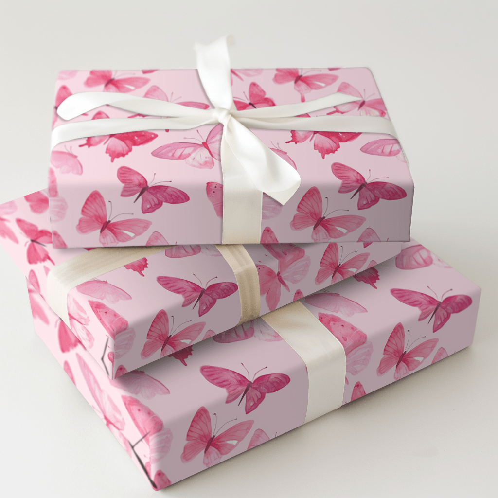 Pink Mariposa - Wrapping Paper - Aspen & Arlo