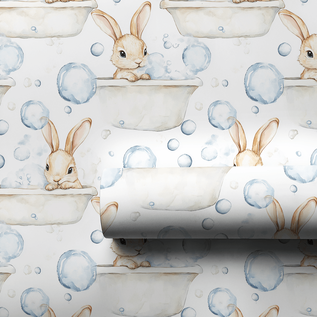 Bubble Bath Bunny Time - Wrapping Paper - Aspen & Arlo